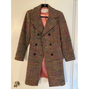 Trina Turk Multi Color Tweed Double Breasted Coat
